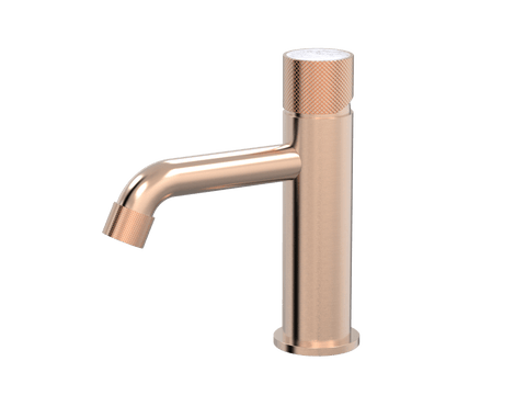 Tapware ParTaps IDK Marble Hob Basin Mixer with Marble Colour: Brushed Rose Gold Insert: Bianco Marble Place & Palette