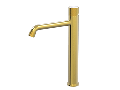 Tapware ParTaps IDK Marble Hob Basin Tower Mixer with Marble Colour: Brushed Gold Insert: Bianco Marble Place & Palette