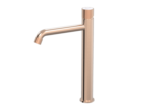Tapware ParTaps IDK Marble Hob Basin Tower Mixer with Marble Colour: Brushed Rose Gold Insert: Bianco Marble Place & Palette