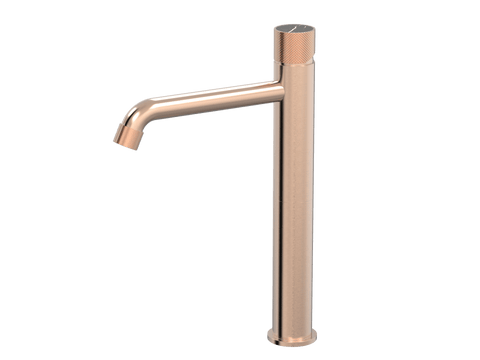 Tapware ParTaps IDK Marble Hob Basin Tower Mixer with Marble Colour: Brushed Rose Gold Insert: Nero Marble Place & Palette
