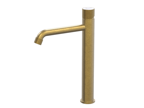 Tapware ParTaps IDK Marble Hob Basin Tower Mixer with Marble Colour: Rumbled Brass Insert: Bianco Marble Place & Palette