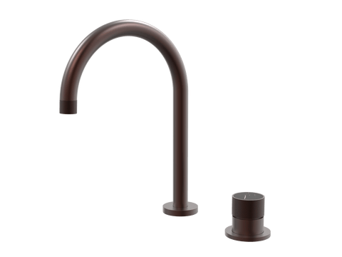 Tapware ParTaps IDK Marble Hob Mixer Set Colour: Antique Copper Insert: Nero Marble Place & Palette