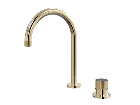 Tapware ParTaps IDK Marble Hob Mixer Set Colour: Brass Gold Insert: Nero Marble Place & Palette
