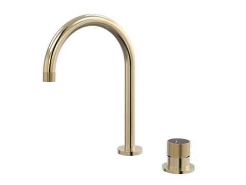 Tapware ParTaps IDK Marble Hob Mixer Set Colour: Brushed Brass Gold Insert: Nero Marble Place & Palette