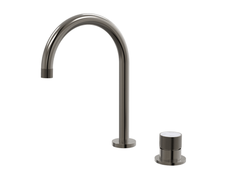 Tapware ParTaps IDK Marble Hob Mixer Set Colour: Brushed Gunmetal Insert: Bianco Marble Place & Palette