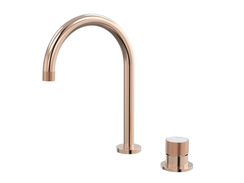 Tapware ParTaps IDK Marble Hob Mixer Set Colour: Brushed Rose Gold Insert: Bianco Marble Place & Palette