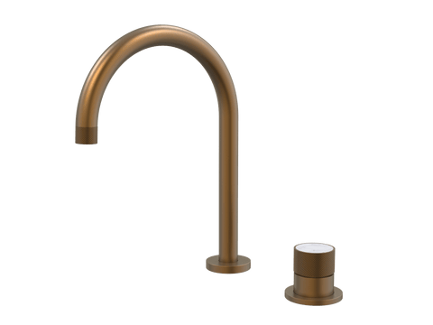 Tapware ParTaps IDK Marble Hob Mixer Set Colour: Burnished Insert: Bianco Marble Place & Palette