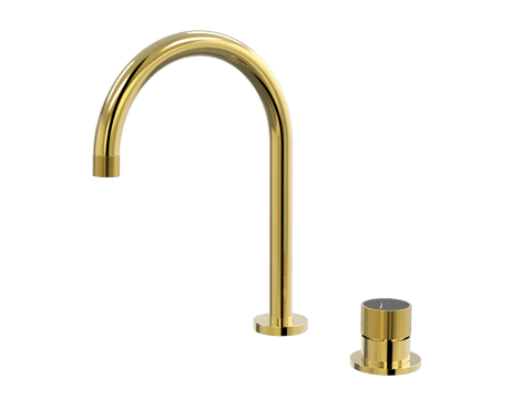 Tapware ParTaps IDK Marble Hob Mixer Set Colour: Gold Insert: Nero Marble Place & Palette