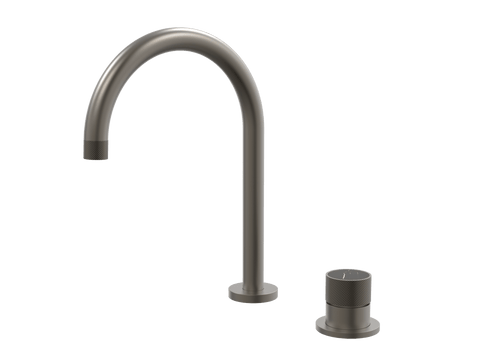 Tapware ParTaps IDK Marble Hob Mixer Set Colour: Gunmetal Insert: Nero Marble Place & Palette