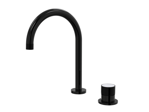 Tapware ParTaps IDK Marble Hob Mixer Set Colour: Midnight Black Insert: Bianco Marble Place & Palette