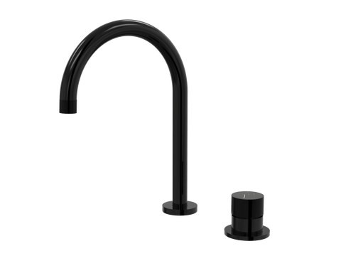 Tapware ParTaps IDK Marble Hob Mixer Set Colour: Midnight Black Insert: Nero Marble Place & Palette