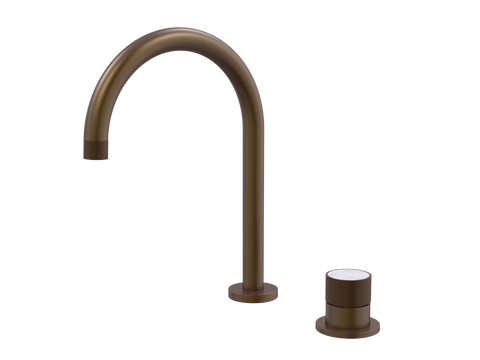 Tapware ParTaps IDK Marble Hob Mixer Set Colour: Native Brass Insert: Bianco Marble Place & Palette