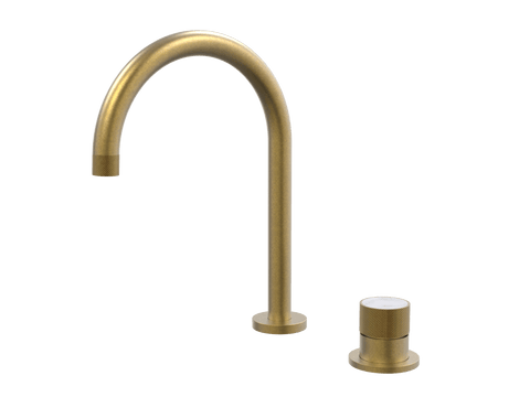 Tapware ParTaps IDK Marble Hob Mixer Set Colour: Rumbled Brass Insert: Bianco Marble Place & Palette