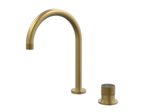Tapware ParTaps IDK Marble Hob Mixer Set Colour: Rumbled Brass Insert: Nero Marble Place & Palette