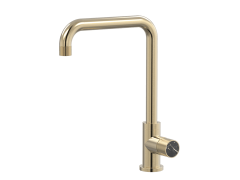 Tapware ParTaps IDK Marble Sink 90 Degree Mixer Colour: Brushed Brass Gold Insert: Nero Marble Place & Palette