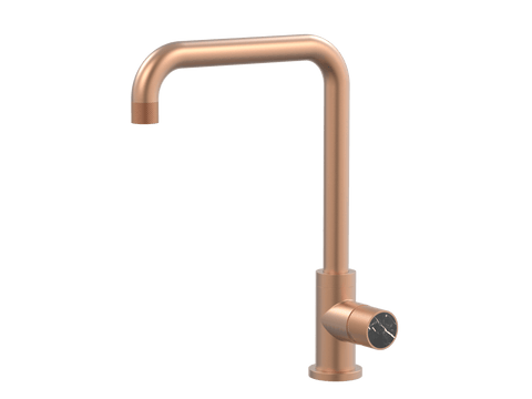 Tapware ParTaps IDK Marble Sink 90 Degree Mixer Colour: Brushed Copper Insert: Nero Marble Place & Palette