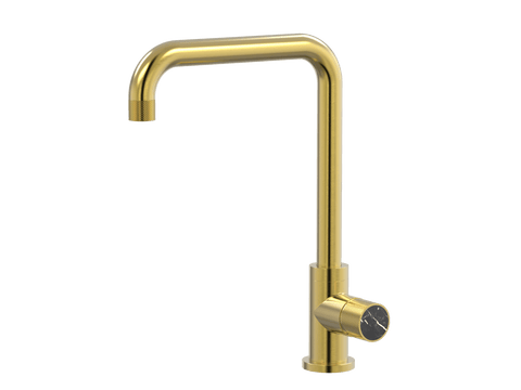Tapware ParTaps IDK Marble Sink 90 Degree Mixer Colour: Brushed Gold Insert: Nero Marble Place & Palette