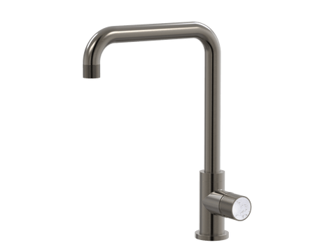 Tapware ParTaps IDK Marble Sink 90 Degree Mixer Colour: Brushed Gunmetal Insert: Bianco Marble Place & Palette