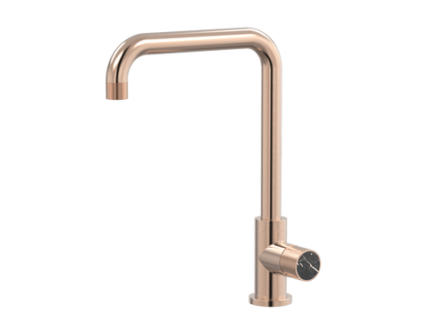 Tapware ParTaps IDK Marble Sink 90 Degree Mixer Colour: Brushed Rose Gold Insert: Nero Marble Place & Palette