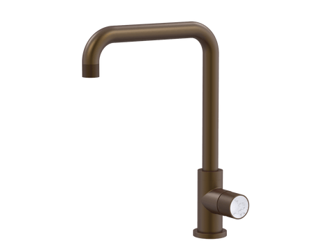 Tapware ParTaps IDK Marble Sink 90 Degree Mixer Colour: Native Brass Insert: Bianco Marble Place & Palette