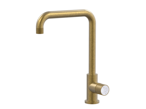 Tapware ParTaps IDK Marble Sink 90 Degree Mixer Colour: Rumbled Brass Insert: Bianco Marble Place & Palette