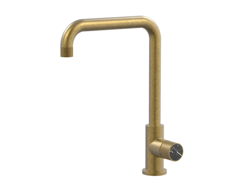 Tapware ParTaps IDK Marble Sink 90 Degree Mixer Colour: Rumbled Brass Insert: Nero Marble Place & Palette