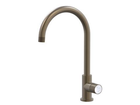 Tapware ParTaps IDK Marble Sink Gooseneck Mixer Colour: Antique Bronze Insert: Bianco Marble Place & Palette