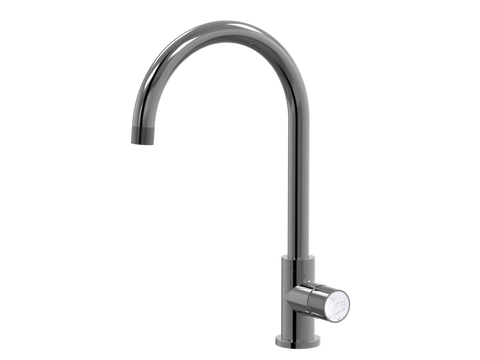 Tapware ParTaps IDK Marble Sink Gooseneck Mixer Colour: Black Sapphire Insert: Bianco Marble Place & Palette