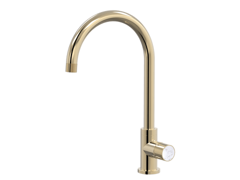 Tapware ParTaps IDK Marble Sink Gooseneck Mixer Colour: Brass Gold Insert: Bianco Marble Place & Palette
