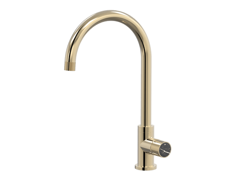Tapware ParTaps IDK Marble Sink Gooseneck Mixer Colour: Brass Gold Insert: Nero Marble Place & Palette