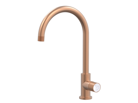 Tapware ParTaps IDK Marble Sink Gooseneck Mixer Colour: Brushed Copper Insert: Bianco Marble Place & Palette