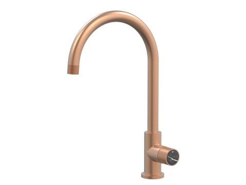 Tapware ParTaps IDK Marble Sink Gooseneck Mixer Colour: Brushed Copper Insert: Nero Marble Place & Palette