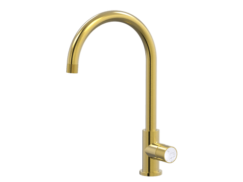 Tapware ParTaps IDK Marble Sink Gooseneck Mixer Colour: Brushed Gold Insert: Bianco Marble Place & Palette