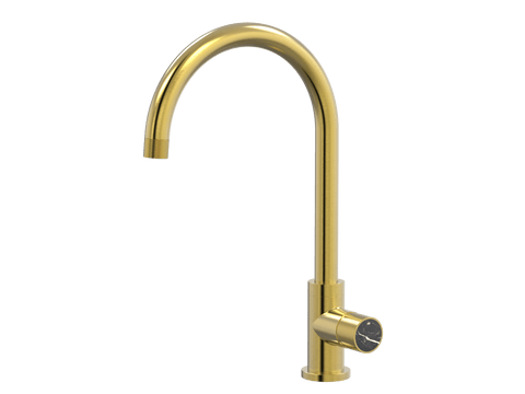 Tapware ParTaps IDK Marble Sink Gooseneck Mixer Colour: Brushed Gold Insert: Nero Marble Place & Palette