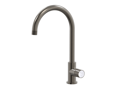 Tapware ParTaps IDK Marble Sink Gooseneck Mixer Colour: Brushed Gunmetal Insert: Bianco Marble Place & Palette