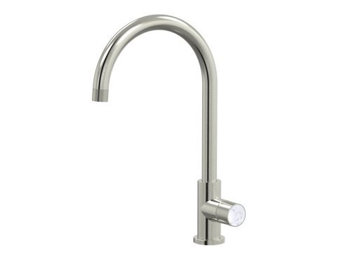 Tapware ParTaps IDK Marble Sink Gooseneck Mixer Colour: Brushed Nickel Insert: Bianco Marble Place & Palette