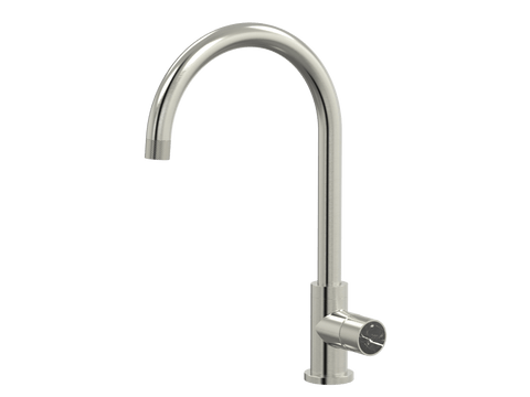 Tapware ParTaps IDK Marble Sink Gooseneck Mixer Colour: Brushed Nickel Insert: Nero Marble Place & Palette