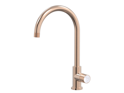 Tapware ParTaps IDK Marble Sink Gooseneck Mixer Colour: Brushed Rose Gold Insert: Bianco Marble Place & Palette