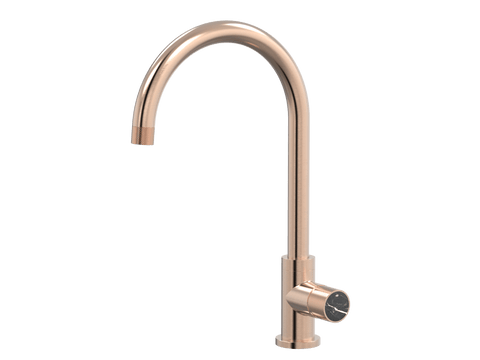 Tapware ParTaps IDK Marble Sink Gooseneck Mixer Colour: Brushed Rose Gold Insert: Nero Marble Place & Palette