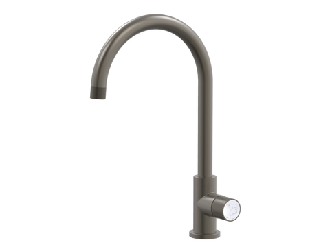 Tapware ParTaps IDK Marble Sink Gooseneck Mixer Colour: Gunmetal Insert: Bianco Marble Place & Palette