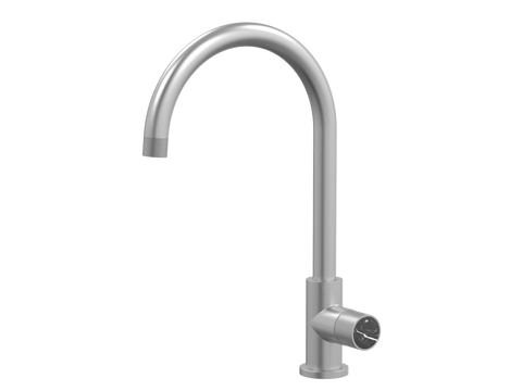 Tapware ParTaps IDK Marble Sink Gooseneck Mixer Colour: Satin Pearl Insert: Nero Marble Place & Palette