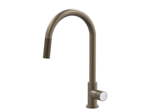 Tapware ParTaps IDK Marble Sink Gooseneck Pull-Out Mixer Colour: Antique Bronze Insert: Bianco Marble Place & Palette