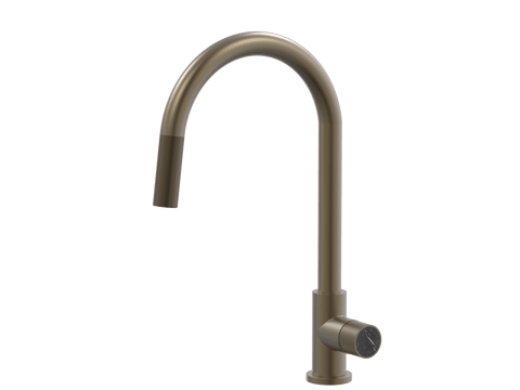 Tapware ParTaps IDK Marble Sink Gooseneck Pull-Out Mixer Colour: Antique Bronze Insert: Nero Marble Place & Palette