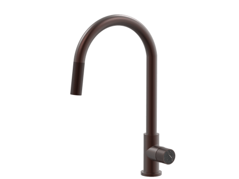 Tapware ParTaps IDK Marble Sink Gooseneck Pull-Out Mixer Colour: Antique Copper Insert: Nero Marble Place & Palette