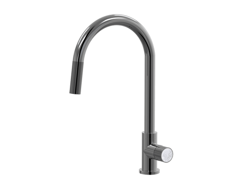 Tapware ParTaps IDK Marble Sink Gooseneck Pull-Out Mixer Colour: Black Sapphire Insert: Bianco Marble Place & Palette