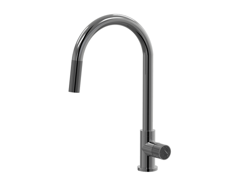 Tapware ParTaps IDK Marble Sink Gooseneck Pull-Out Mixer Colour: Black Sapphire Insert: Nero Marble Place & Palette