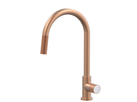Tapware ParTaps IDK Marble Sink Gooseneck Pull-Out Mixer Colour: Brushed Copper Insert: Bianco Marble Place & Palette