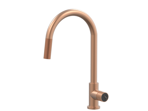 Tapware ParTaps IDK Marble Sink Gooseneck Pull-Out Mixer Colour: Brushed Copper Insert: Nero Marble Place & Palette