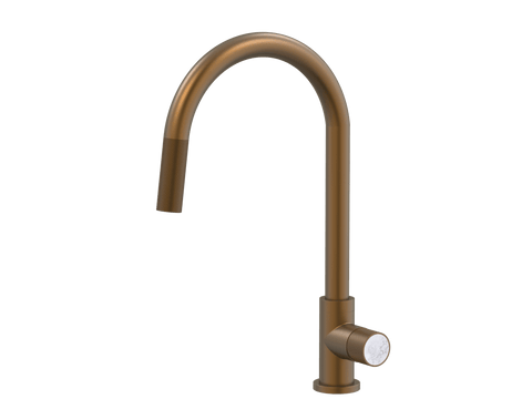 Tapware ParTaps IDK Marble Sink Gooseneck Pull-Out Mixer Colour: Burnished Insert: Bianco Marble Place & Palette