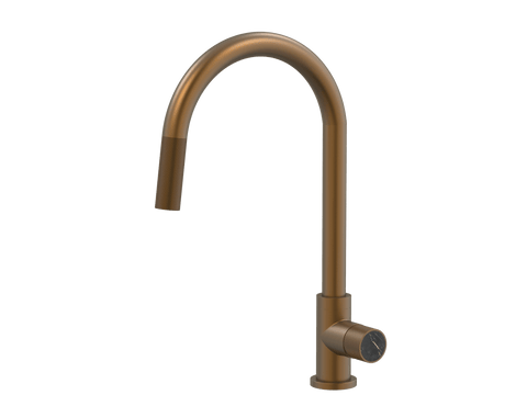 Tapware ParTaps IDK Marble Sink Gooseneck Pull-Out Mixer Colour: Burnished Insert: Nero Marble Place & Palette
